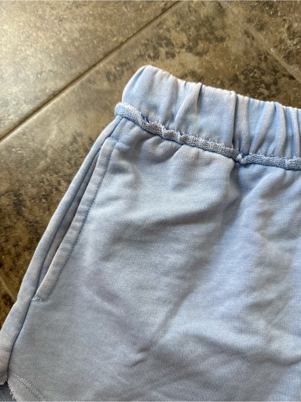 🥒Women's Blue acid wash Drawstring Lounge Shorts - Picture 2 of 7